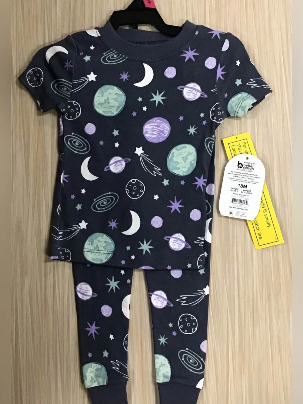 Wonder Nation Toddler Cotton Sleep Tee and Pants Pajama Set, 2-Piece